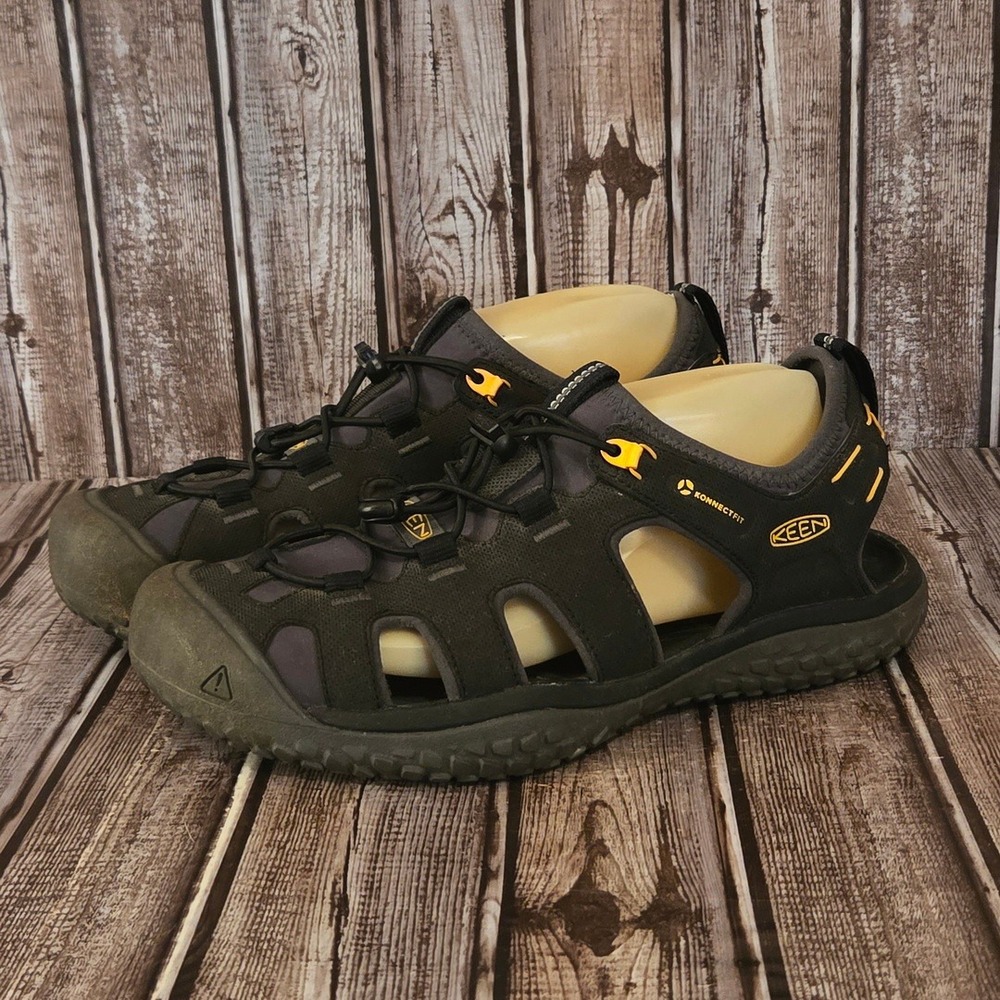 Sz 9 Mens Keen SOLR Black Grey Hiking Rafting Water Sport Sandals VGUC